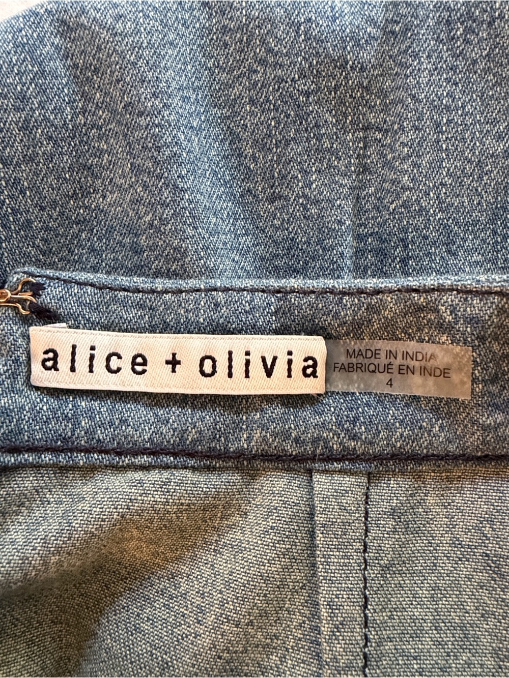 Alice + Olivia Black Denim A-Line Skirt with Multicolor Floral Embroidery - Picture 2 of 10